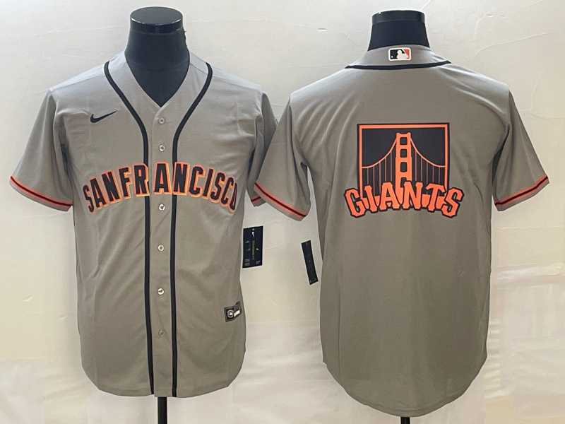 Men%27s San Francisco Giants Gray Team Big Logo Cool Base Stitched Jersey